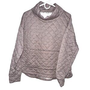 Jones New York Sport Womens Quilted Pullover Sweater XL Brown Herringbone Side B